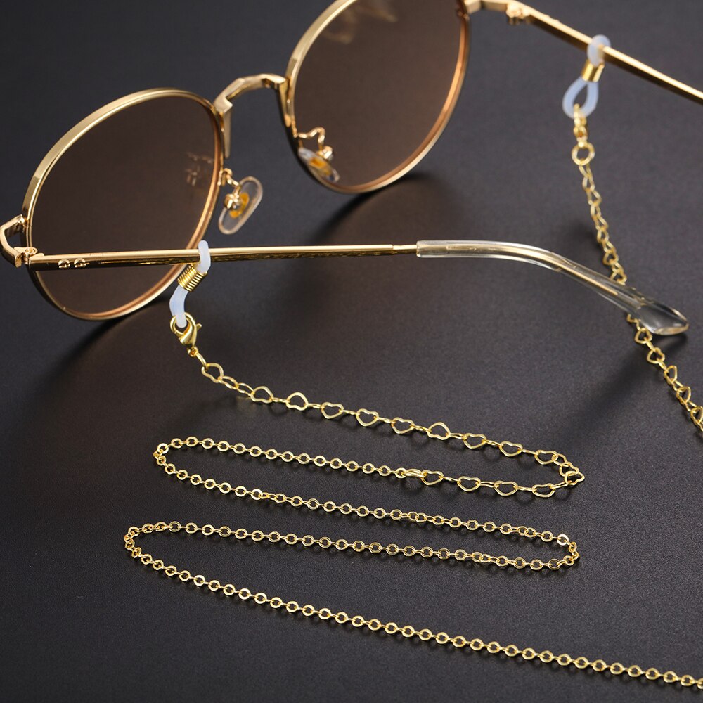 Kvinder stjerne indretning guld metal solbriller kæder skridsikre læsebriller holder rem briller holder brille tilbehør: 6
