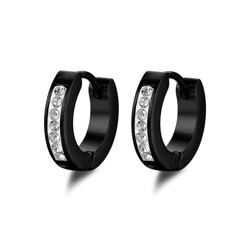 1 Pair Black Stud Earrings Mens Earrings Stainless Steel Black Earrings for Men Women Jewelry Piercing Hoop Earrings Set: Style 7