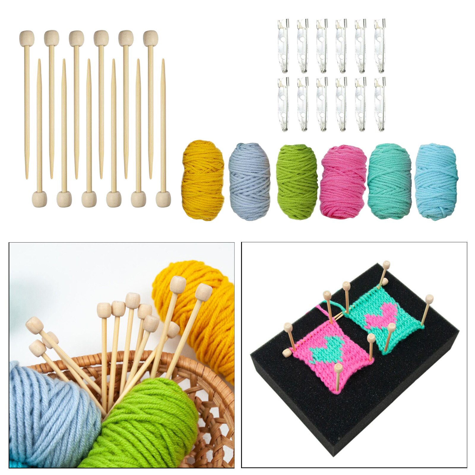 Bamboo Knitting Needles Set Carbonized Wooden Knit Needle Set for Handmade