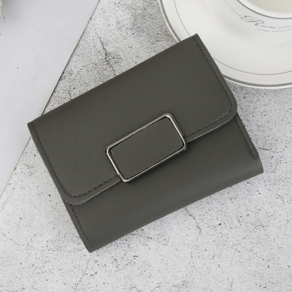 Women Leather Small Wallet Card Holder Solid Color Short Lovely Purse Zip Coin Purses Clutch Handbag Coin Purse: B