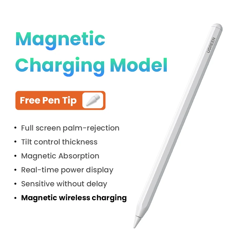 UGREEN Stylus Pen for Apple Pencil iPad Magnetic Wireless Charging and Type C Charging Palm Rejection Tilt Pen for iPad Pro: Orange