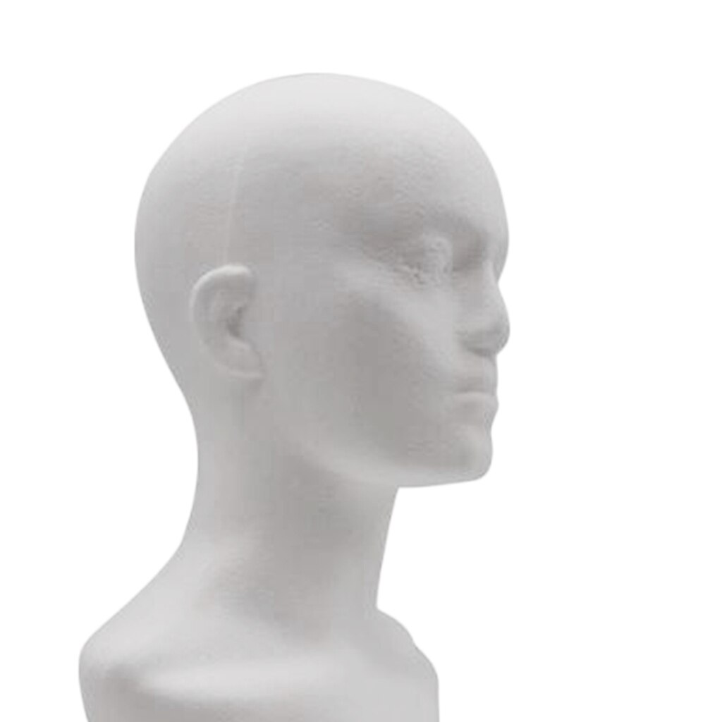 Lightweight Male Hair Hats Mannequin Stand Model For Cap Wig Glasses 21&#39;&#39; White