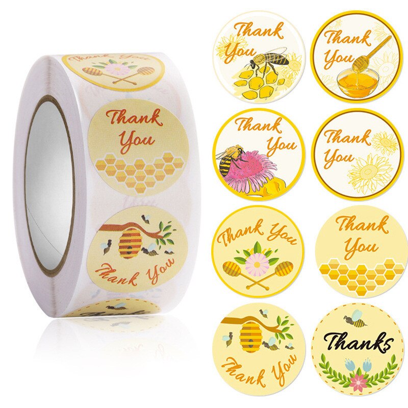 100-500pc Round Milk Tea Cup Thank You Sticker Coffee Shop Sticker Label Baking Cake Sealing Sticker Birthday Party Sticker: A 300PCS