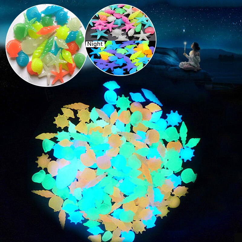 50 Pz/lotto Giardino Luminoso Raggiante Pietra Rocce di Ghiaia incandescenza in il buio per Passerelle Piante D'acquario Prato Acquario arredamento Misto