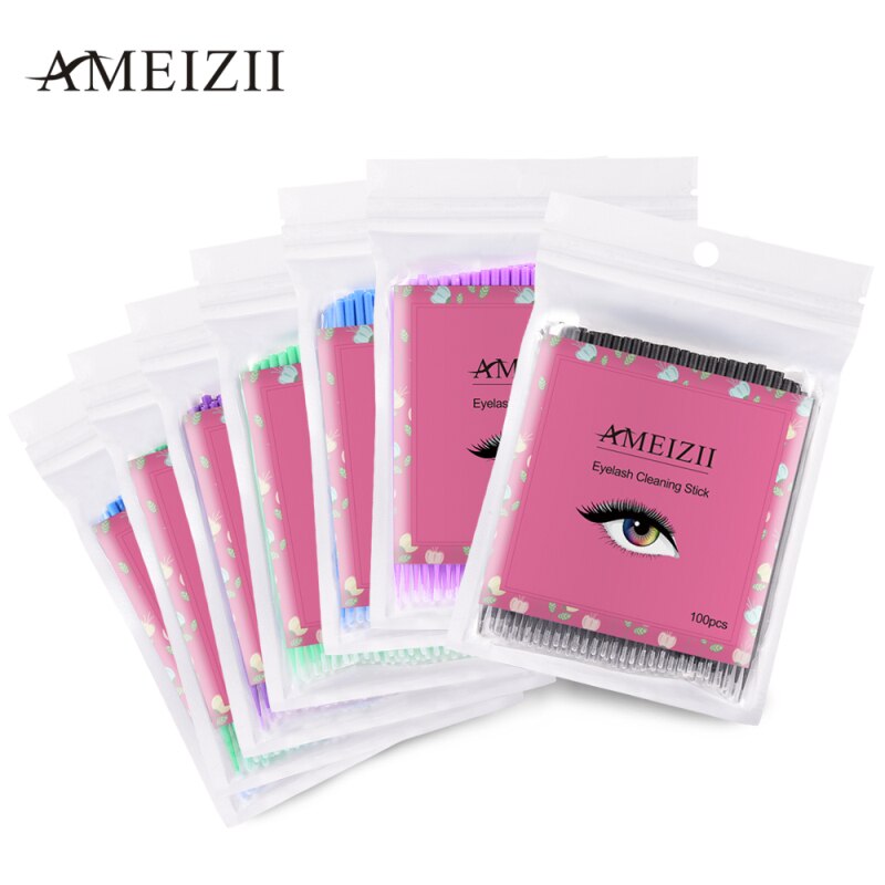 100 Pcs Wegwerp Wattenstaafje Dental Mircro Brush Mascara Wands Wimpers Cosmetische Wattenstaafjes Applicator Borstels