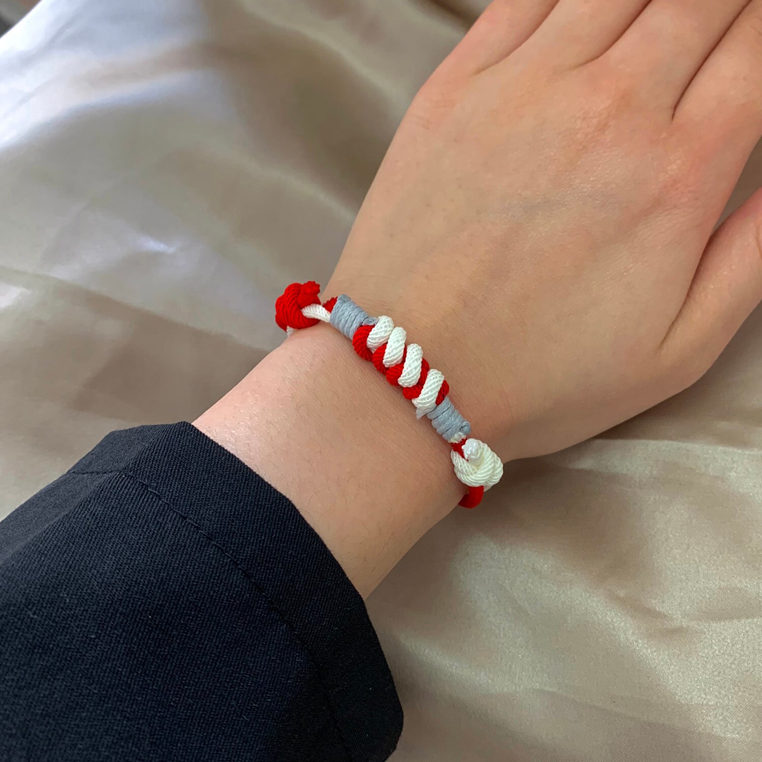 Rood Zwart Wit Touw Handgemaakte Gevlochten Armband Voor Vrouwen Mannen Vriendschap Katoen Wrap Geweven Verstelbare Lucky Card Armband