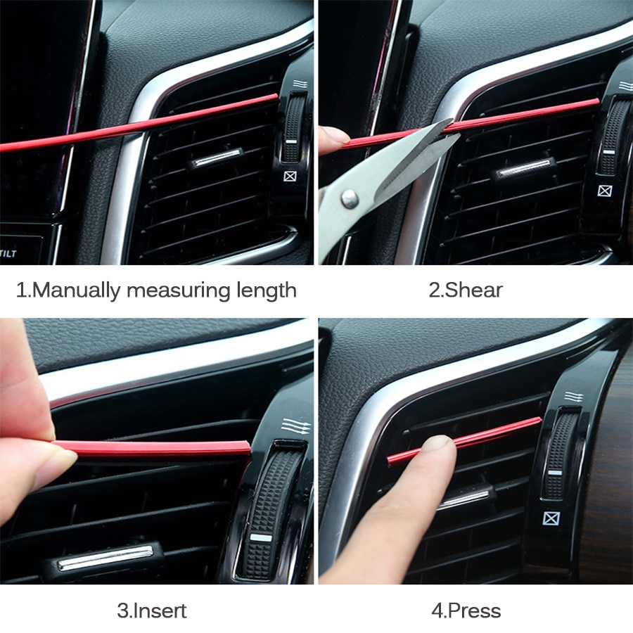 VVVIST voiture style moulures 20 cm intérieur ventilation Grille interrupteur jante garniture sortie Scratch garde protecteur voiture style bande