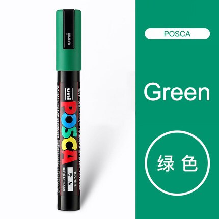 Uni Posca PC-5M Paint Marker Pens Medium Tip 1.8mm-2.5mm 17 Colors for School Office Art Marker Japanese Art Supplies 1Pcs: Green 1Pcs