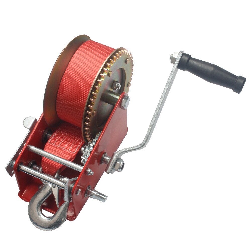 3000 pound hand winch manual winch spray-moulded red coloured galvanized Nylon rope winch