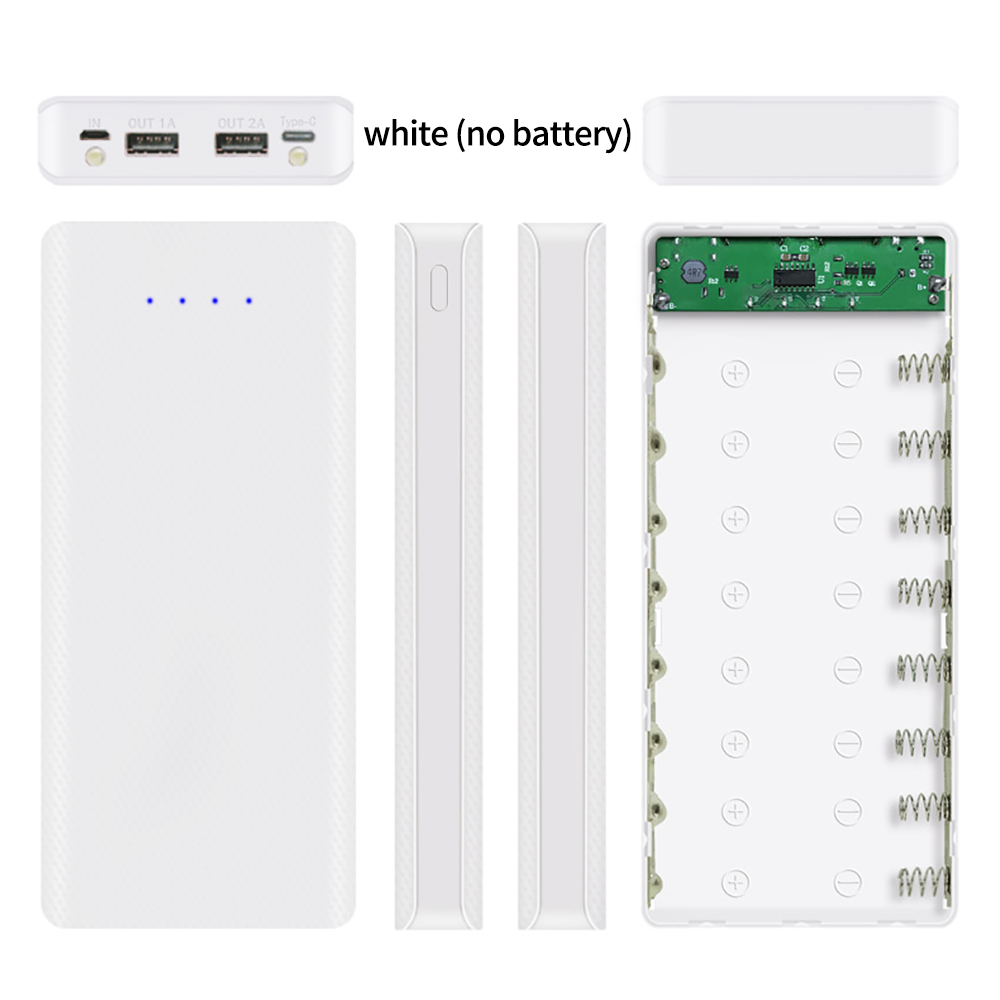 Forskrto 5V Dual USB 8*18650 Power Bank Type C USB Battery Box Mobile Phone Charger DIY Shell Case For IPhone X Samsung S10 Plus