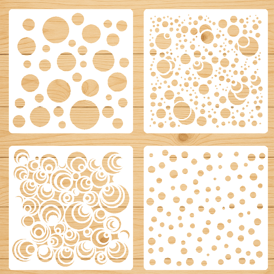 4 ks 5.1- palcové kruhové bodkované šablóny na maľovanie na drevo, látku, papier, nástennú dekoráciu