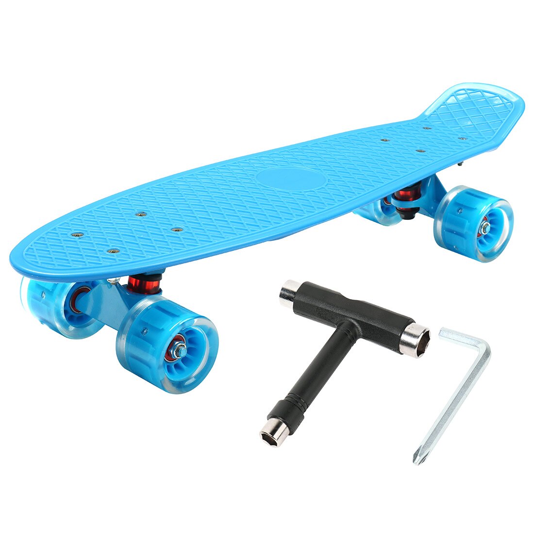 Mini Cruiser Skateboard 22inch Children's Scooter Longboard Retro Penny Board Flashing Wheels Banana Skateboard For Sports: blue