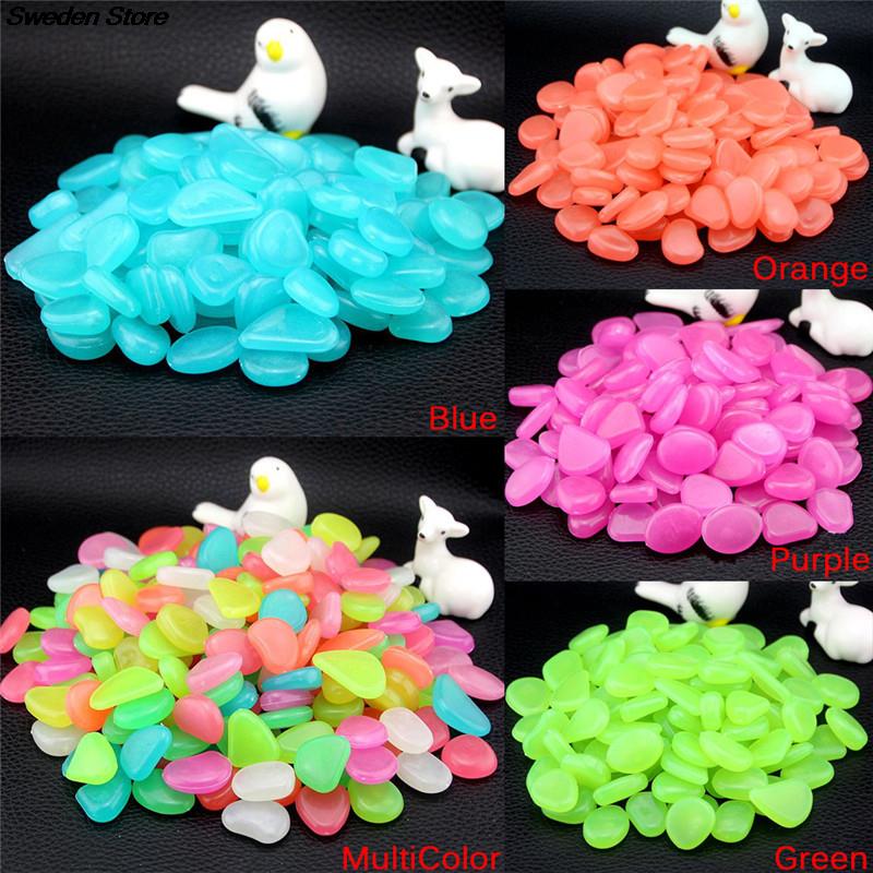 ! 10pcs/lot Luminous Pebbles Rocks Garden Ornaments Stone Glow In The Dark Garden For Walkways Fish Tank Decorations