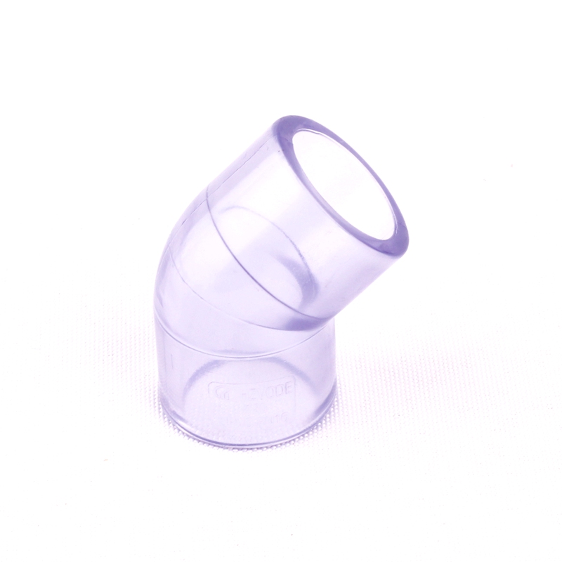 Indre dia . 20mm transparente pvc rørforbindelser standard pvc vandrør hætte kobling albue tee adapter til valg: 45 graders albue