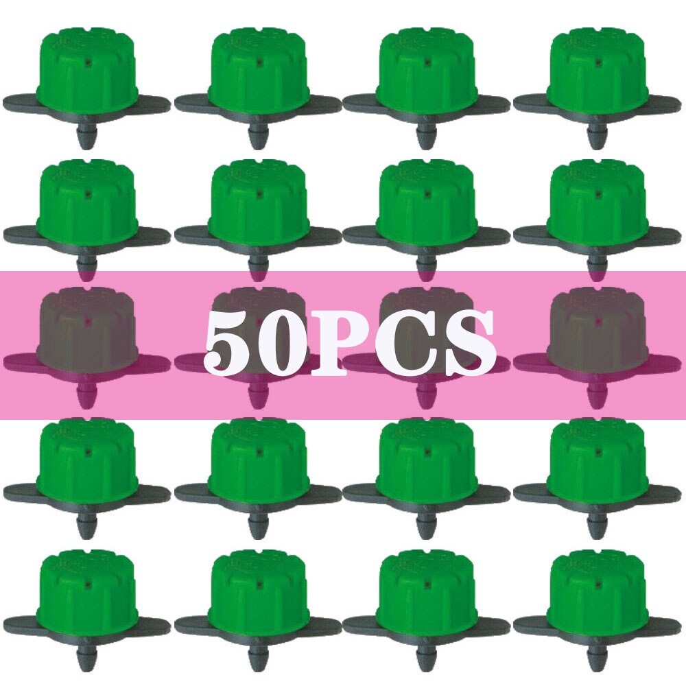 Adjustable 1/4 Irrigation Misting Dripper Sprinkler Head Hose Garden Micro Flow Drip Head Greenhouse Watering Tool for Garden: 50pcs 8-Hole Green