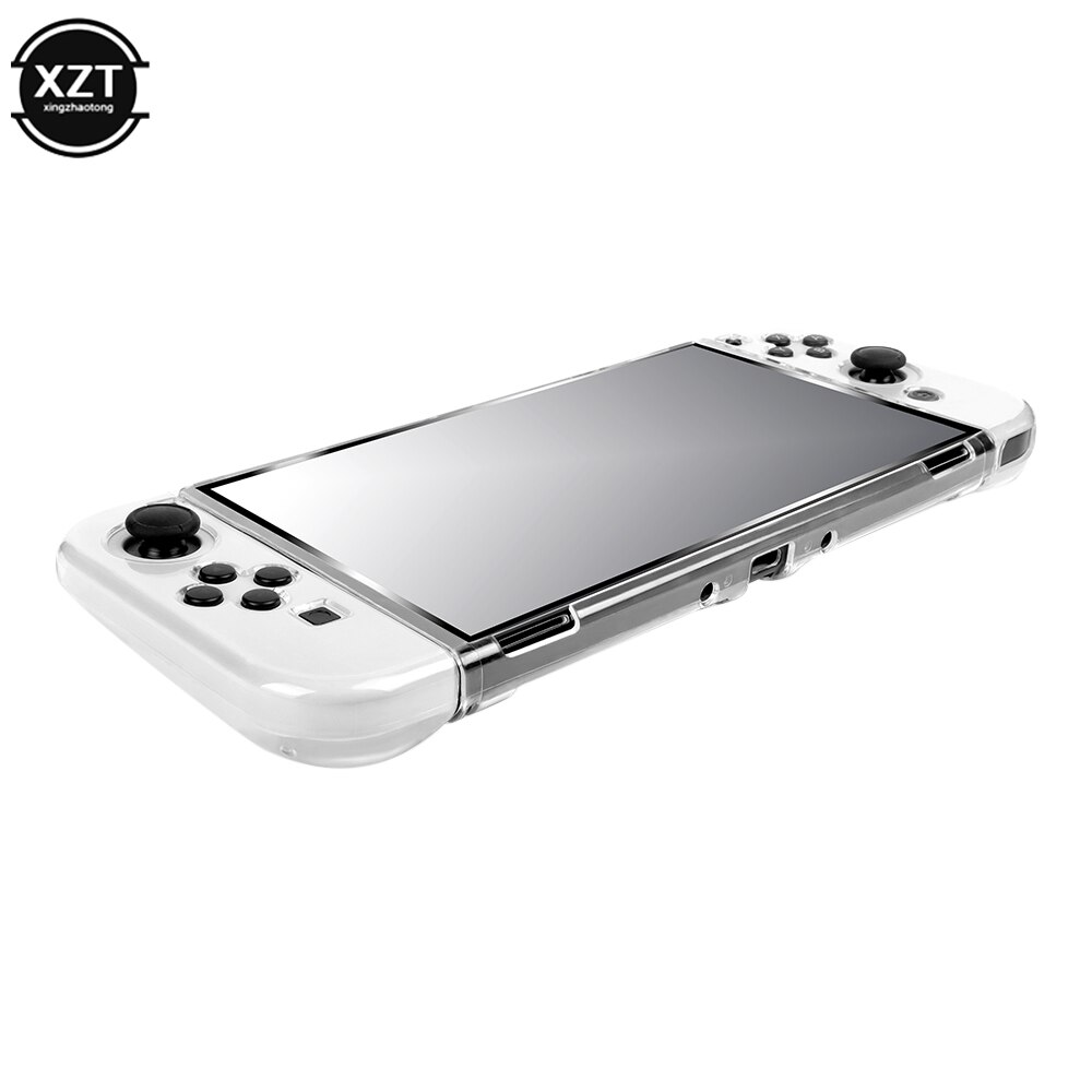 Clear Case Voor Nintendo Switch Oled Game Controller Cover Transparante Tpu Soft + Pc Hard Knop Case Beschermende Crystal Shell