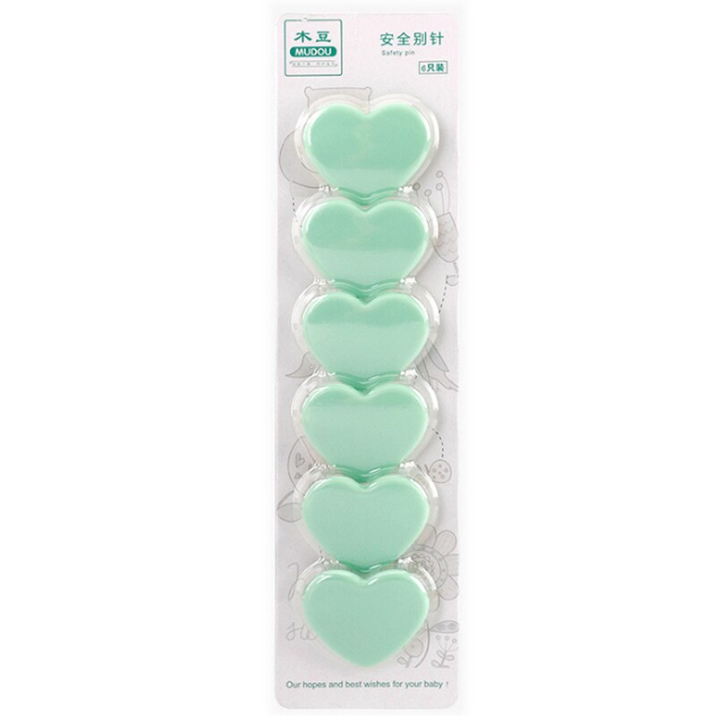 Child Safety Pin Cartoon Cute Bear Love Butterfly Baby Slobber Towel Pin Baby Diapers Protective Equipment Set: green heart