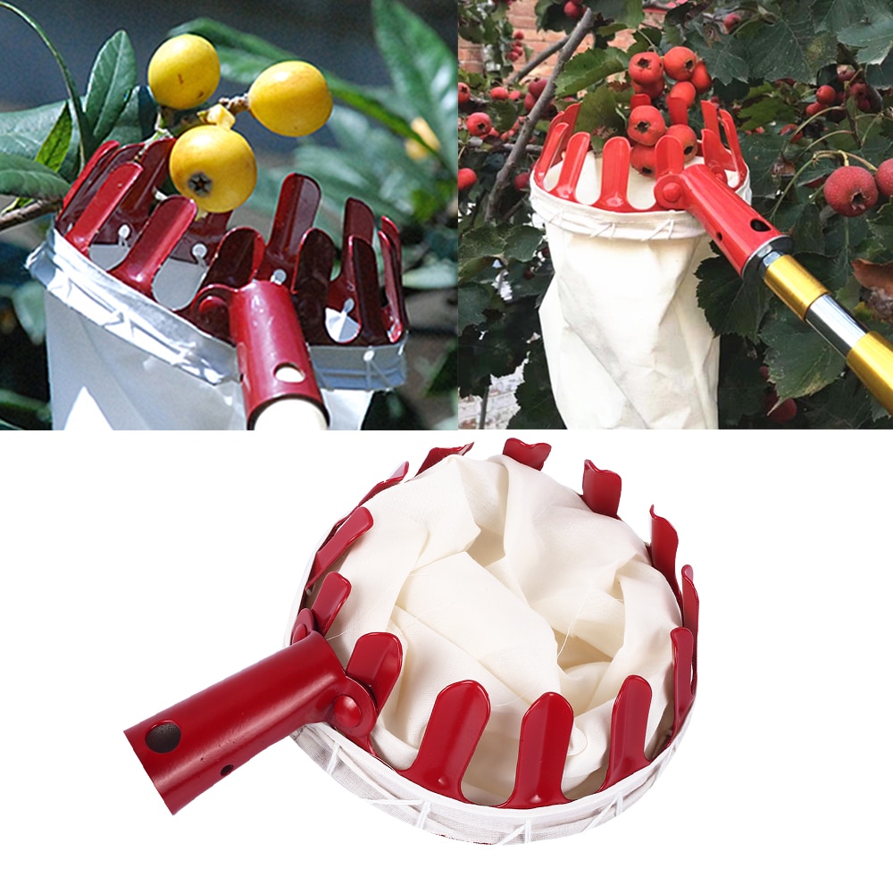 Fruit Picker Hand Tool Device Yard Red Metal Outside Farm Gardening Catcher Collector greenhouse
