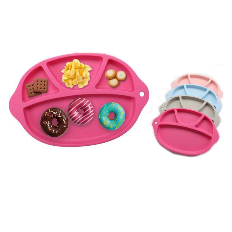 Baby retter børns sektion smilende silikone plade med sugekop stærk klæbrig delt silikone madplade