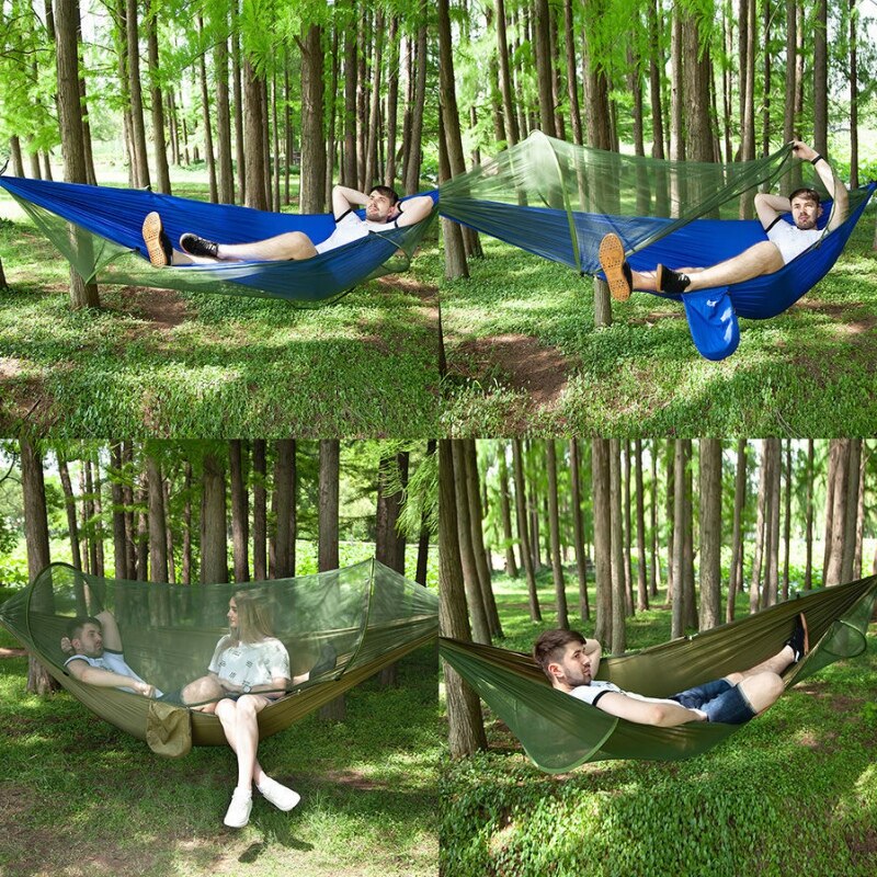 Parachute Doek Automatische Quick-Opening Tent-Type Outdoor Camping Klamboe Hangmat, Lichtgewicht Nylon Parachute Hangmat