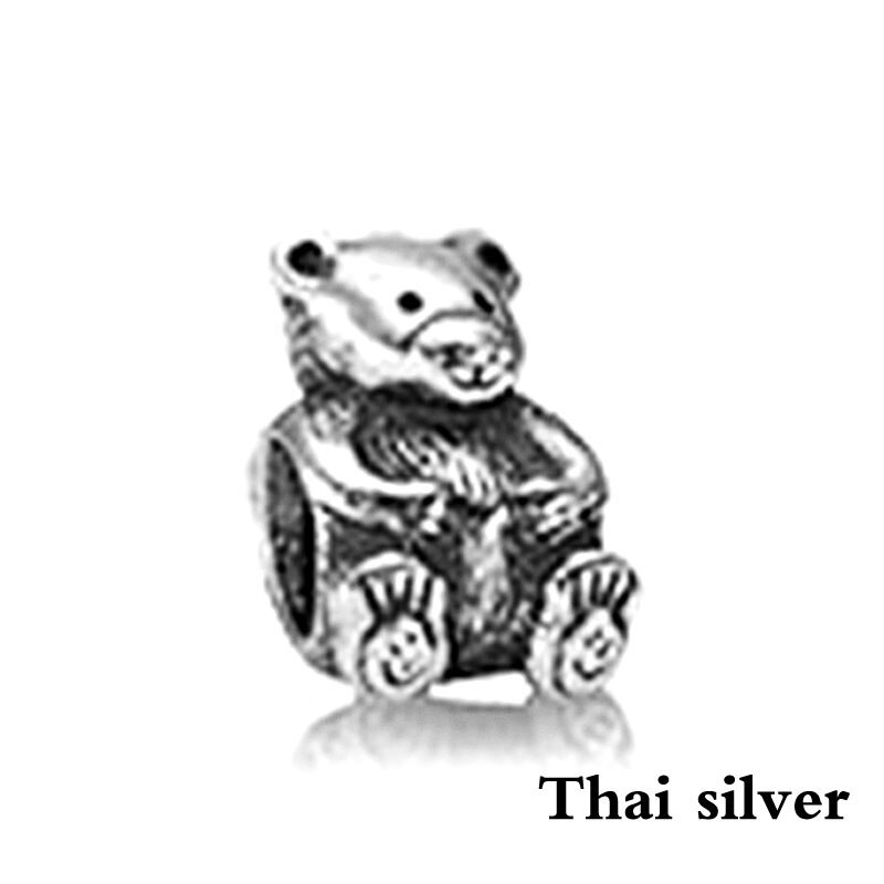 NEUE Thai Silber Retro Weihnachten Baum Schneeflocke Bär Eule Blume Liebe Perlen Clip Charme Original Begrenzte Edition Schmuck: PDLLW0457