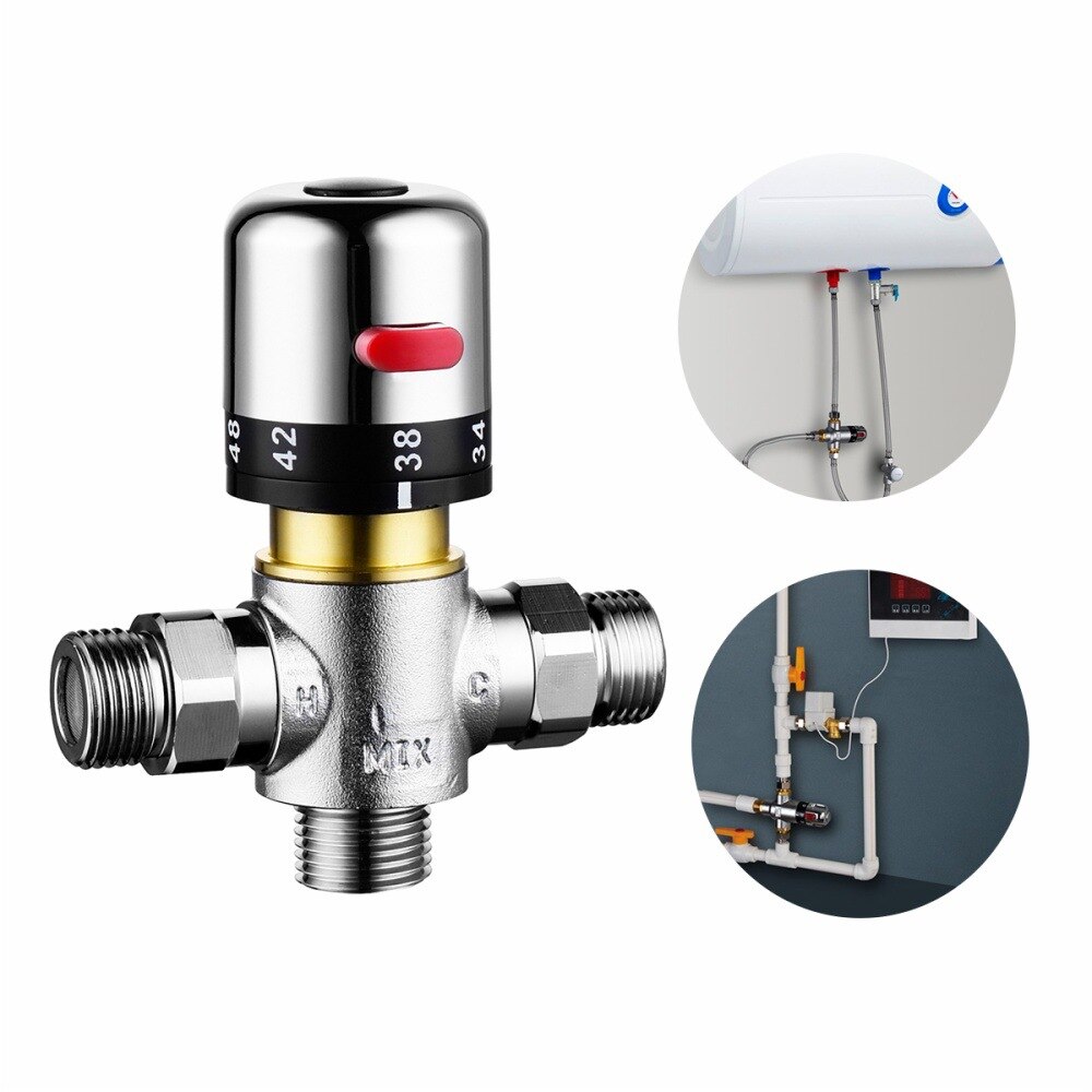 Newly Brass Luxury 1/2 Ceramic Standard Thermostatic Mixing Valve Temperature Control Valve For Solar Water Heater Valve Parts