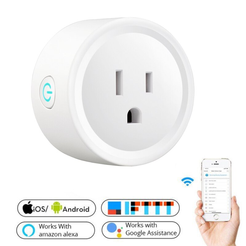 Wireless Smart Home Power Socket Remote Control Socket WiFi Smart Timer Plug US Standard Plug 10A Work With Alexa Google Home