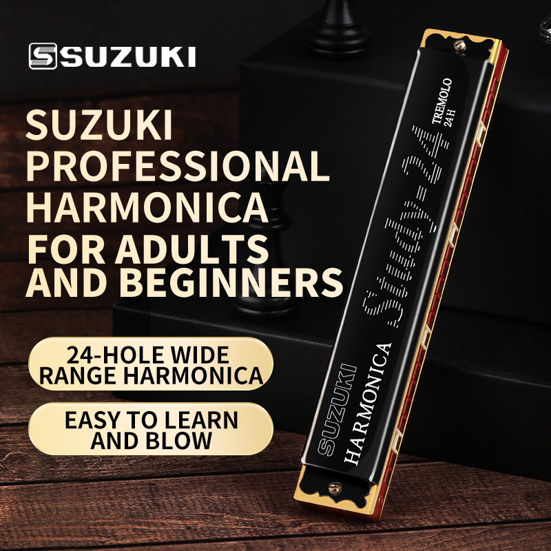 SUZUKI Armónica Tremolo Estudio 24 teclas de C Versión de 5 colores Estudio de armónica polifónica-24 Tremolo 24 C Llave de C japonesa