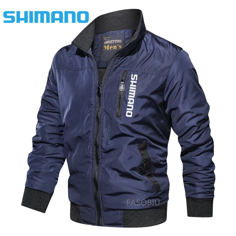 Shimano for Fishing Jackets Men's Winter Fishing Suit Thicken Warm Camouflage Winter Fishing Men's Flight Suit Jacket: L / Blue