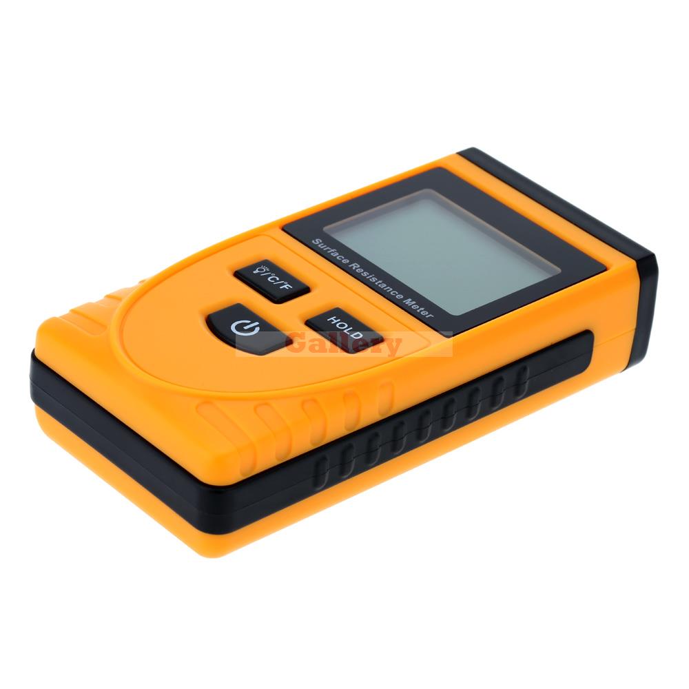 Handheld Lcd Display Surface Resistance Tester Meter with Data Holding Ambient Temperature Measurement Lcd Display