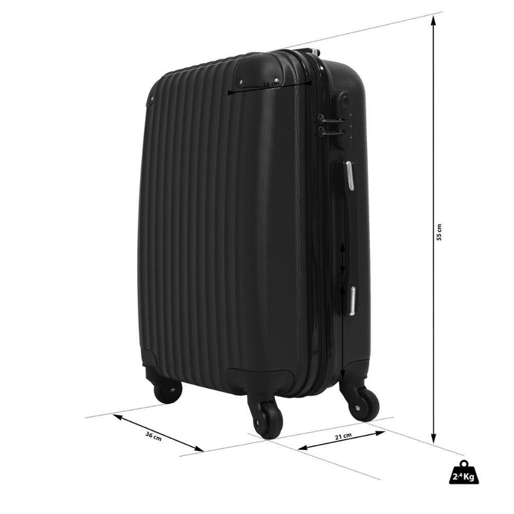 carrello rigido bagaglio a mano valigia voli viaggio 4 ruote 55x36x21 centimetri Nero