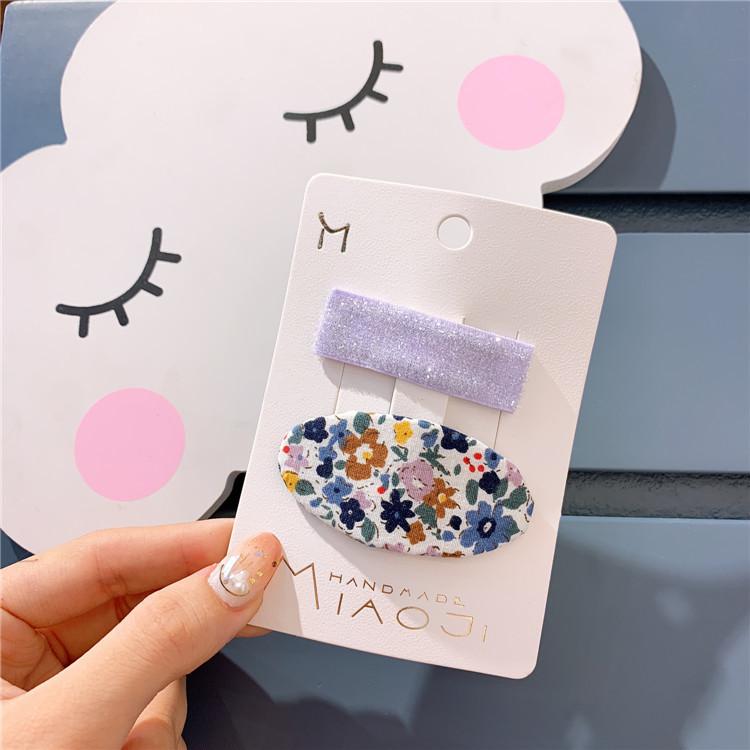 Korean Kids Cute Children&#39;s Retro Lovely Flower Hairpin Girl Print Bb Clip Banger Accessories Hair Clips For Girls Shine: 1