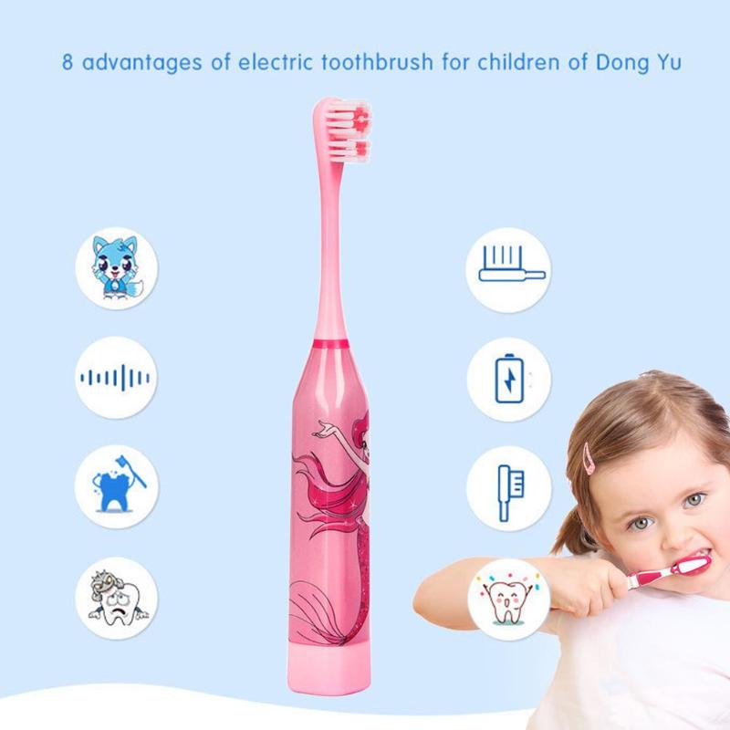Brosse à dents électrique pour enfants modèle de dessin animé brosse à dents Double face brosse à dents électrique pour les enfants avec tête de remplacement de 2 pièces