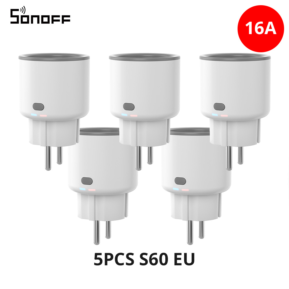 SONOFF S60 EU 16A iPlug Wi-Fi sprytny gniazdo elektryczne 1-5szt. Zabezpieczenie przed przeciążeniem Inteligentny pilot zdalnego sterowania przez eWeLink Alexa Google IFTTT: Bundle5