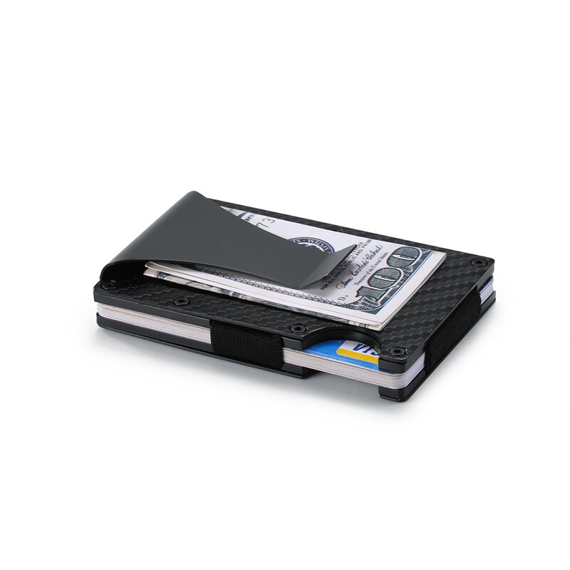 Slim Aluminum RFID Magic Wallet Carbon Fiber Card Holder fit 6 Bussiness Cards for Women& Mens