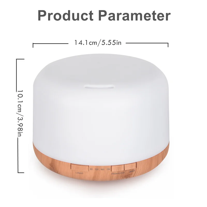 Difusor de Aroma de grano de madera de tamaño Mini, humidificador de aceite esencial Usb con luces nocturnas coloridas, máquina humidificador de aire de 500ml para el hogar: Transparente
