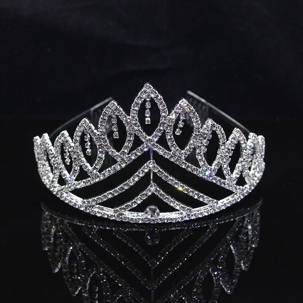 AINAMEISI Bridal Tiaras and Crowns Tassel Rhinestone Big Pageant Crown Women Wedding Headbands Hair Jewelry: 2