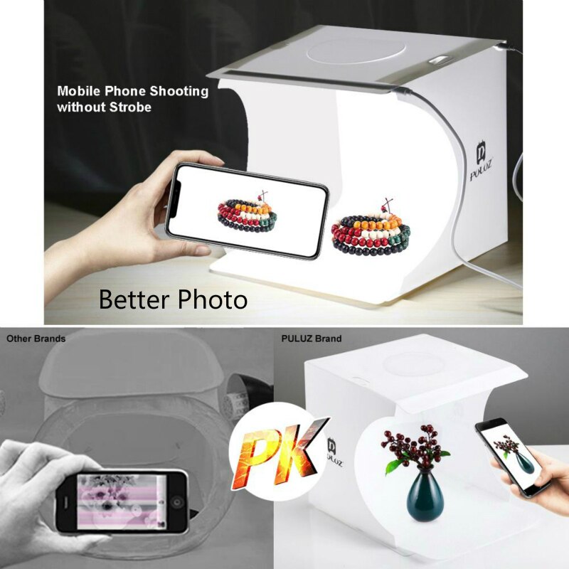 20cm 2 led mini lightbox produktfotografering ljuslåda lättanvänd fotostudio softbox fotograferingslåda ljus tält fotobakgrundssats