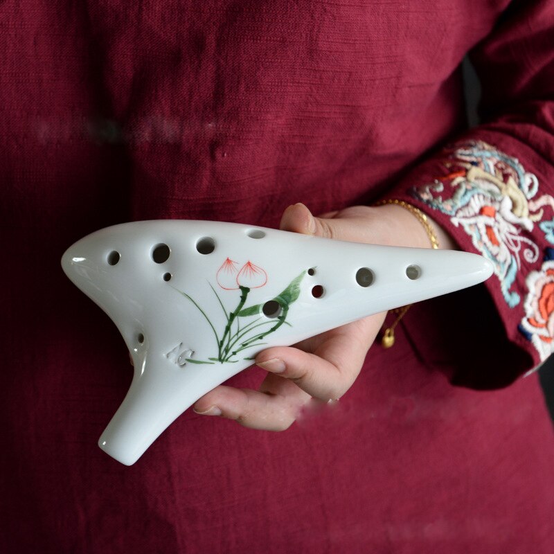 12 agujeros Alto C Ocarina pintado a mano instrumento Musical para de principiante Ocarinas accesorios de música 5 colores