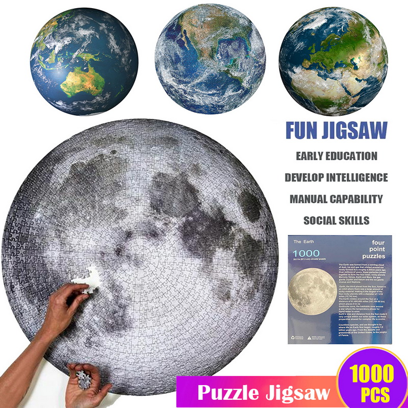 Puzzle rond lune/terre 1000 pièces | Puzzle de planètes difficiles pour enfants adultes, jouets Puzzle de planètes, directe éducative
