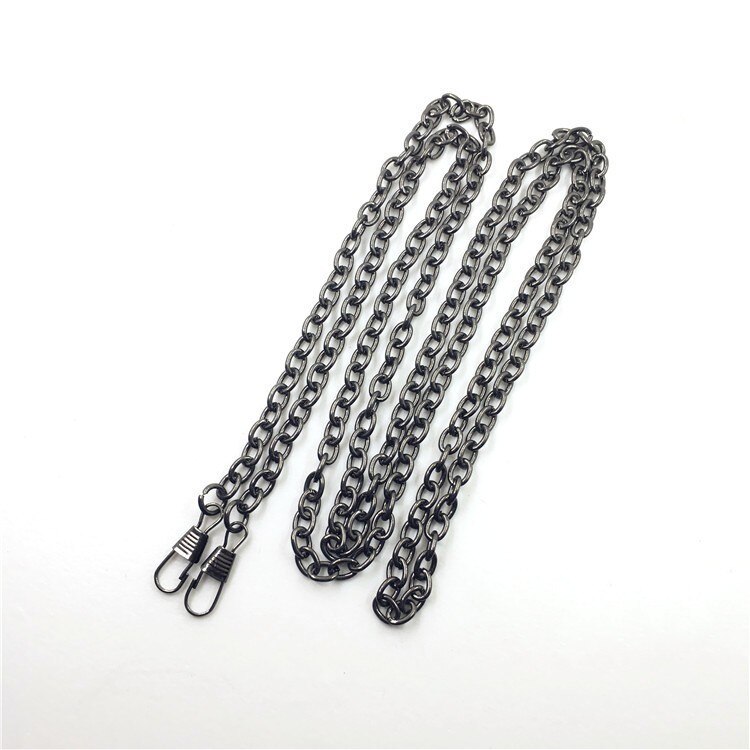 Małe O typ 40/60/120cm metalowe torebki torebka z łańcuszkiem klamry damskie pasek na ramię do torebek wymień Crossbody torba na łańcuszku akcesoria: Black / 120cm