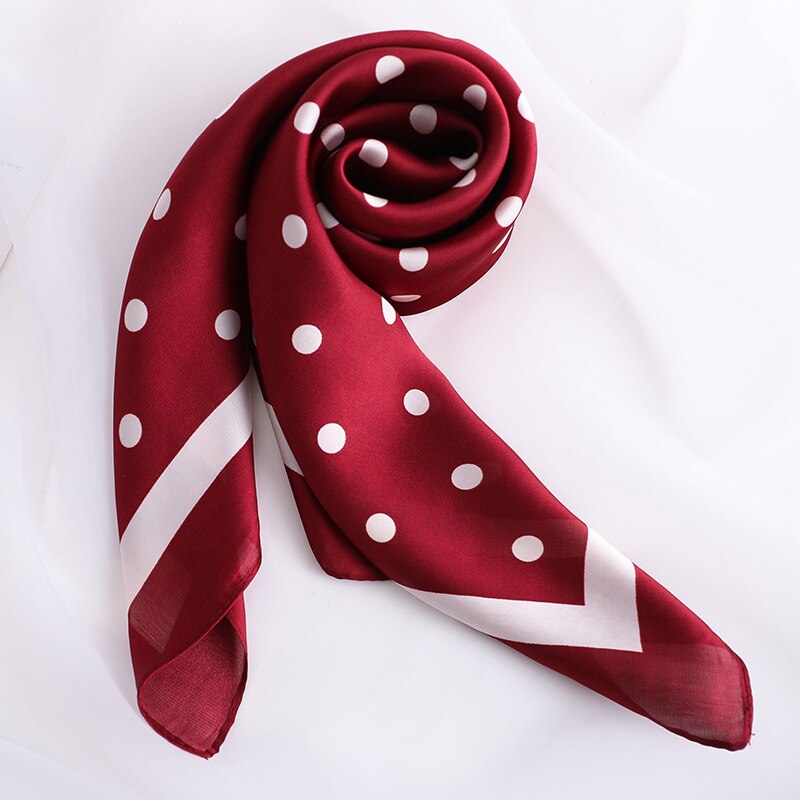 Pricktryckt halsduk siden satin hårscarf för kvinnor små sjalar hårscarfs dam 70*70cm fyrkantiga väskor halsdukar för damer: 13