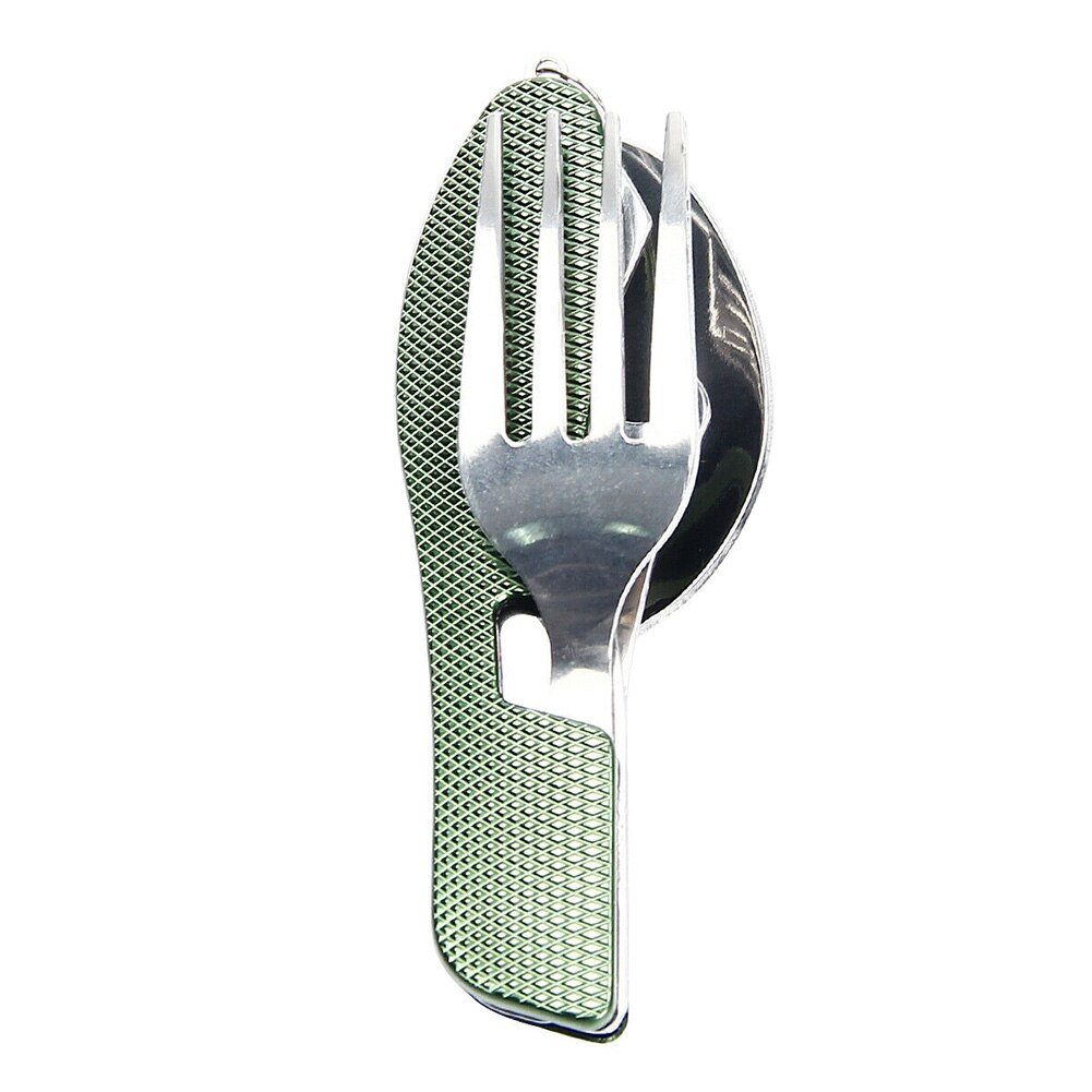 3 In 1 Folding Spoon Knives Fork Set Multifunction Travel Camping Tableware Kit can CSV: Green