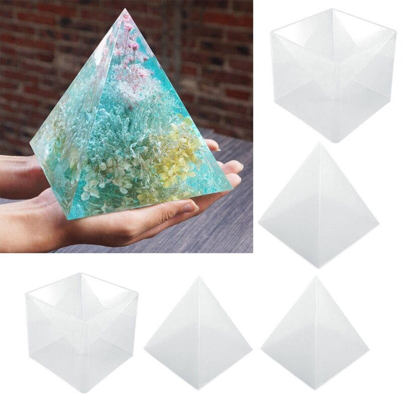 DIY Pyramid Resin Mold Set Large Silicone 3D Pyramid Molds Home Decor 15cm/5.9" U7ED