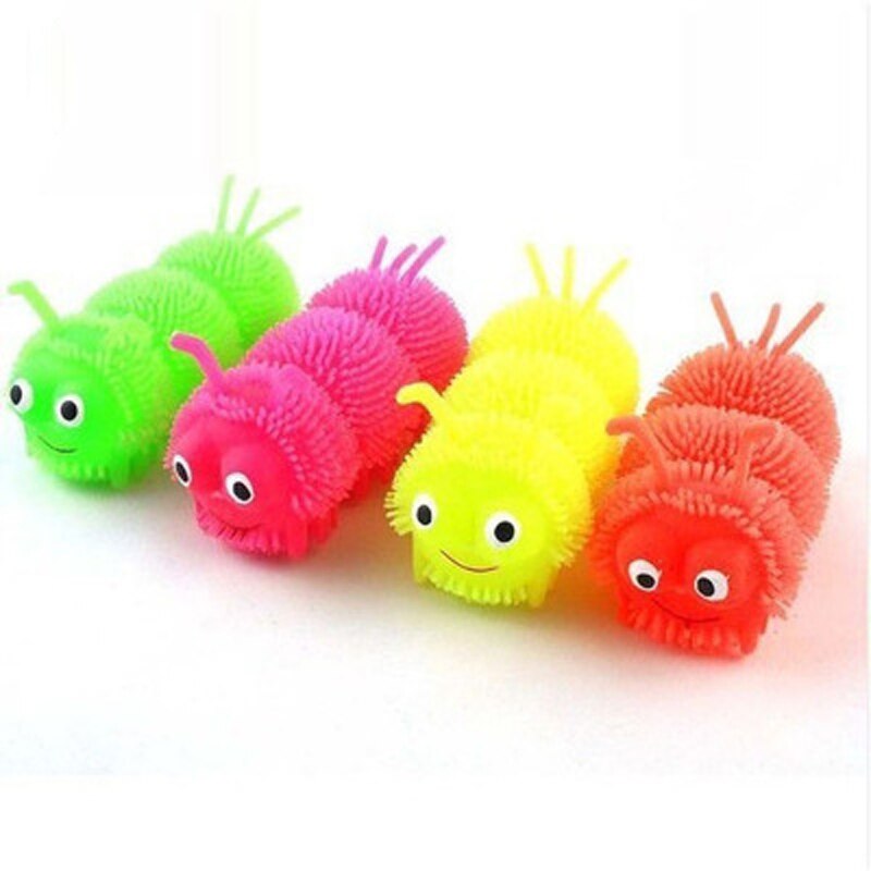 LED Flash lumineux serrant doux chenille nouveauté amusant adulte décompression jouet respirant brillant jouet enfants pour les enfants