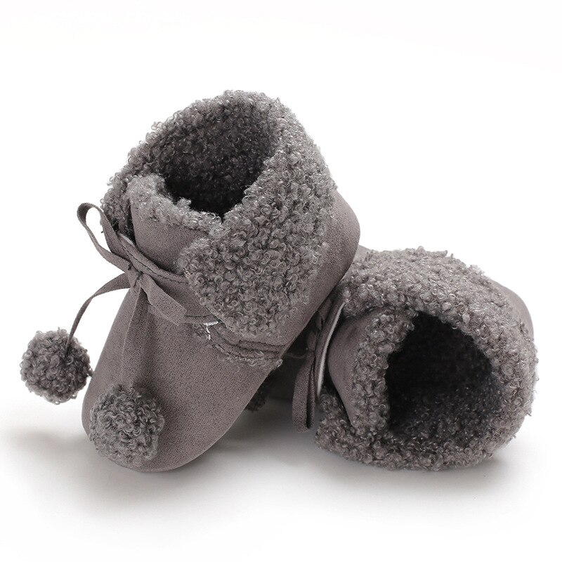 Baby Girl Boy Snow Boots Winter Booties Infant Toddler Newborn Crib Shoes 0-18M: Gray / 0-6 Months