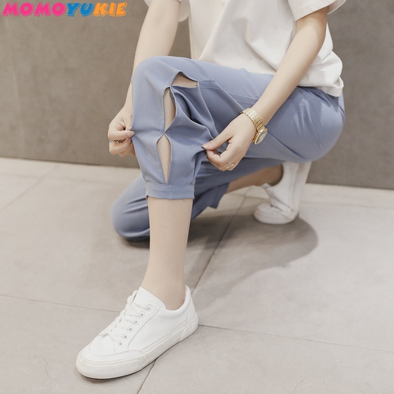 Pregnancy Abdominal harem Pants chiffon Maternity Clothes For Pregnant Women Boyfriend Pants High Waist Trousers Loose Jeans