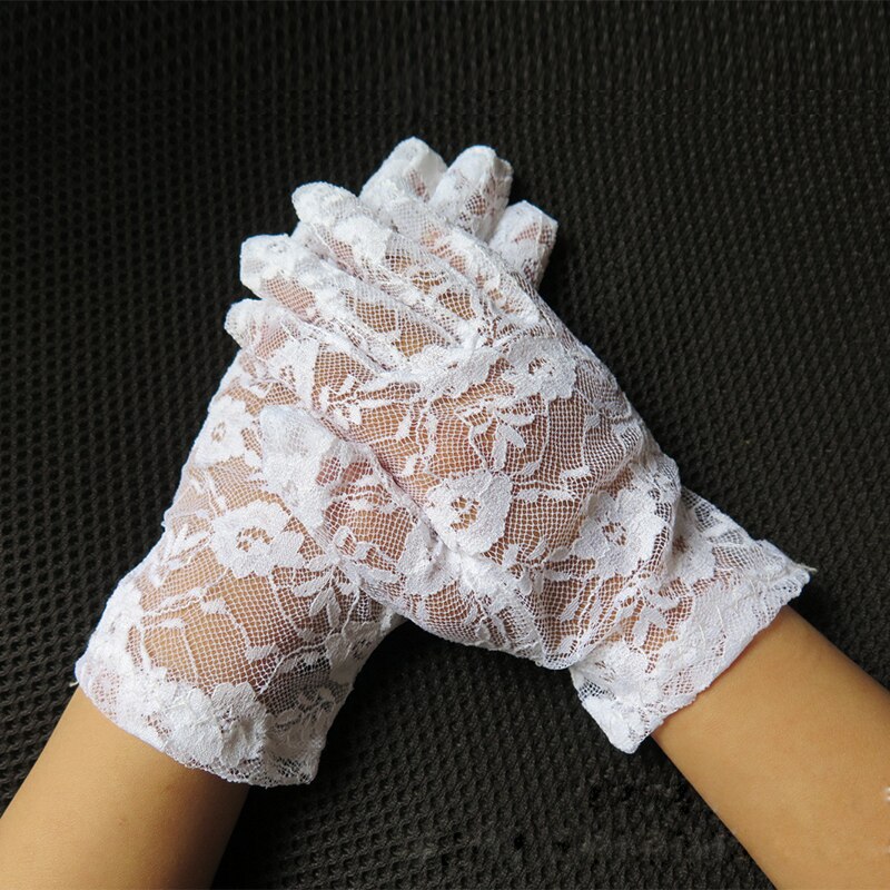 Guantes de encaje blancos para niño, guantes de niña de flores, para actuación, baile de cumpleaños, de noche, vestido con guantes, guantes de boda para niños: Default Title