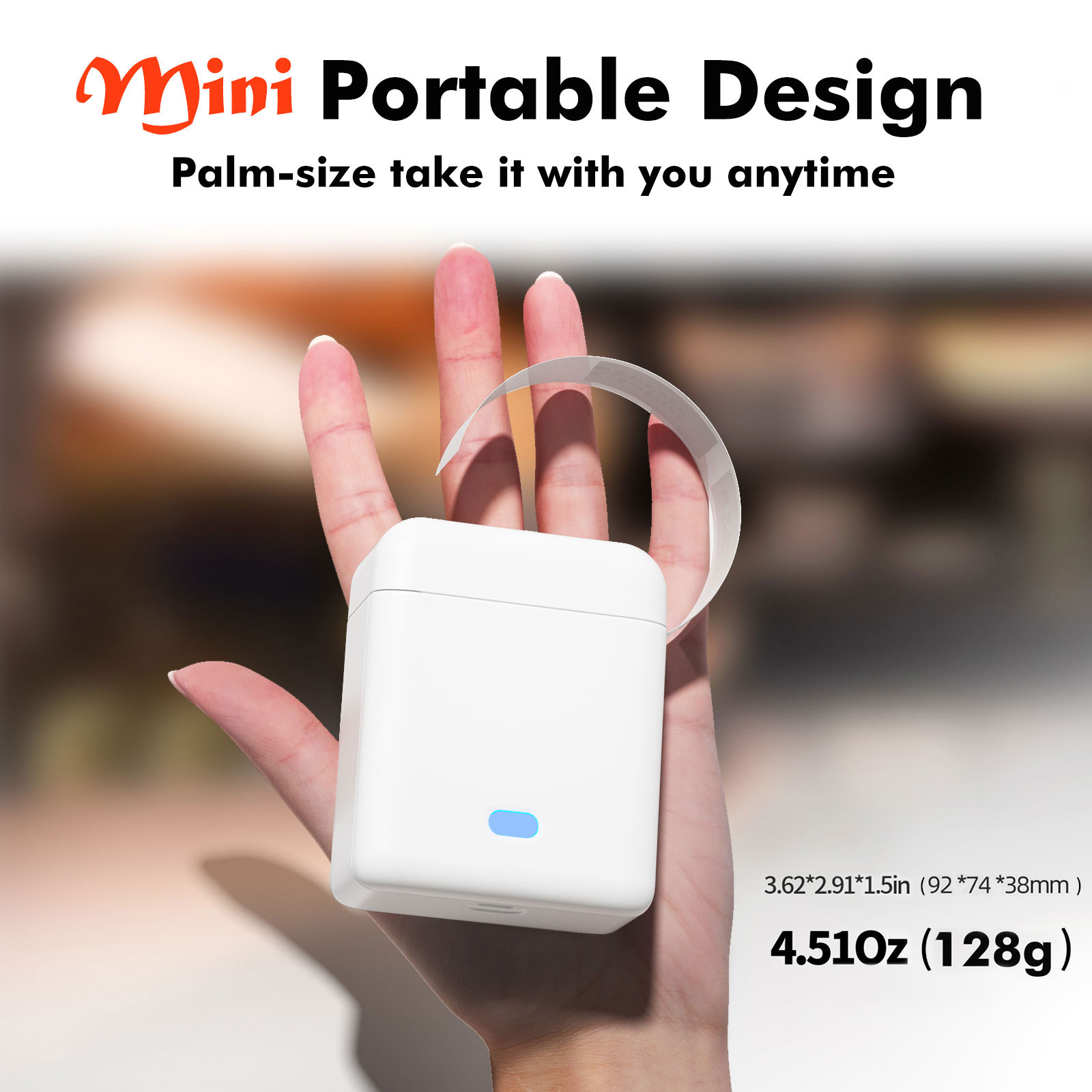 Mini Label Printer， Portable Thermal Printer ，Self-Adhesive Sticker Labeling Machine， Wireless Bluetooth，Inkless Printer