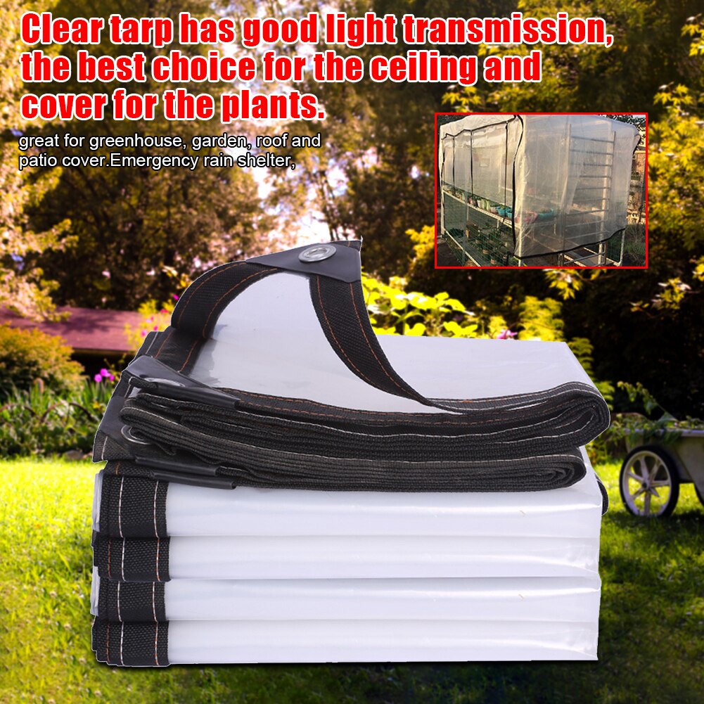 Vivero con ojales Protector de plantas Lona de polietileno transparente para el hogar bordes reforzados resistentes al agua a prueba de viento para lona de jardín